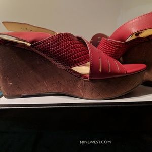 Red Nine West wedge